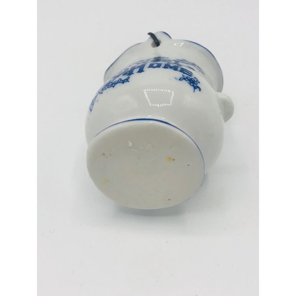 Vintage Home Sweet Home delft blue and white ceramic mini pitcher with handle. - Picture 5 of 8